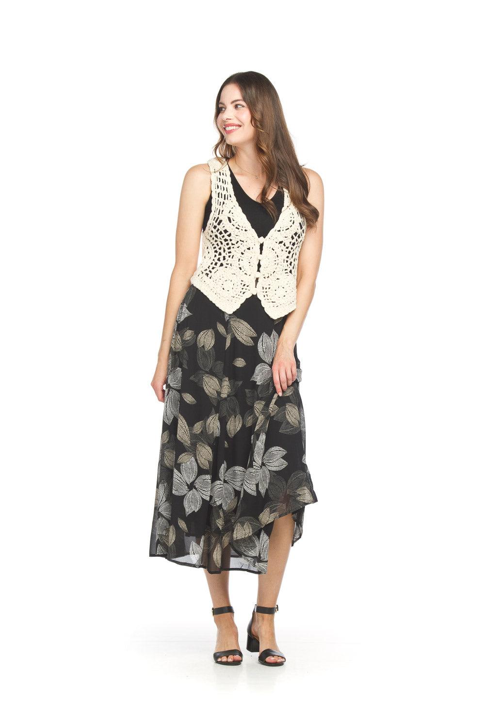 papillon Floral Georgette Midi Skirt With Elastic Back