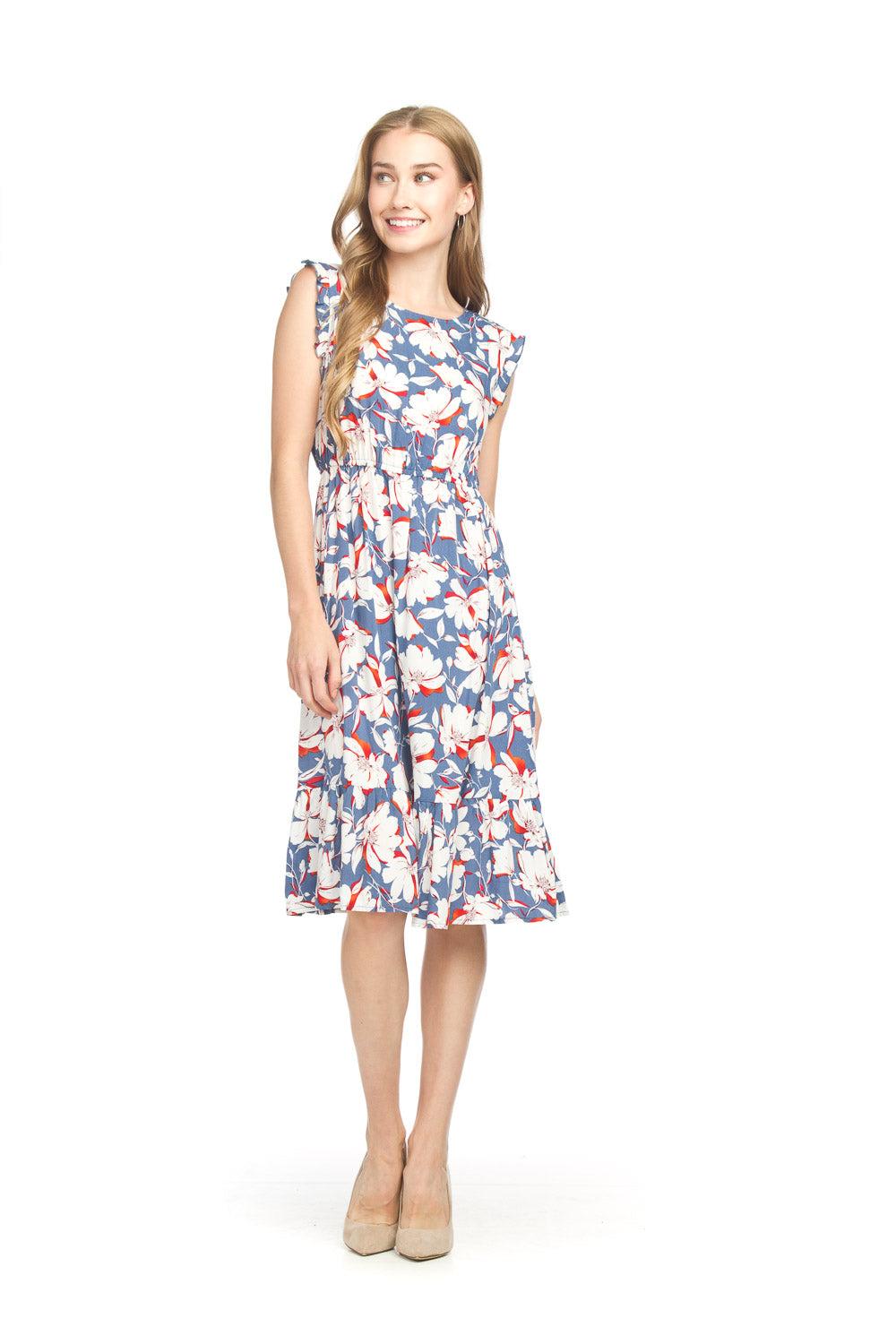 papillon Floral Ruffle Sleeve Dress with Elastic Waist