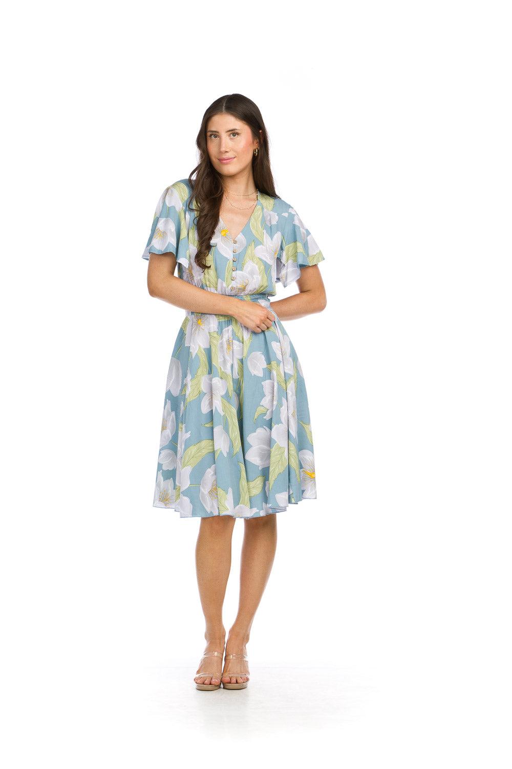 papillon Floral Short Sleeve Dress with Smocked Waist