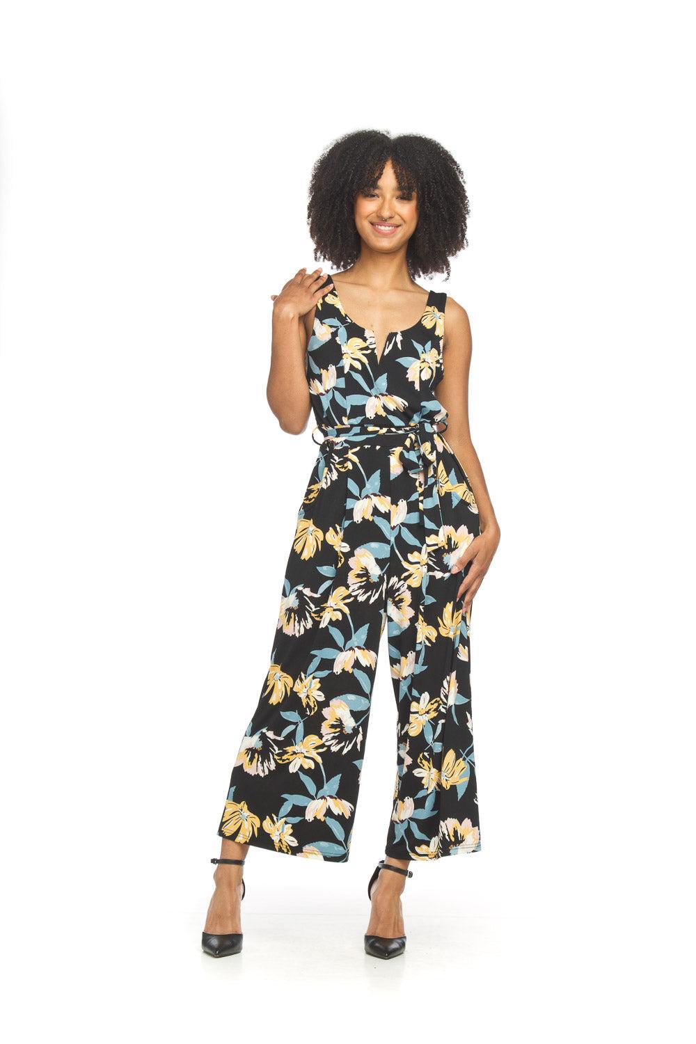 Papillon Floral Stretch Jumpsuit With V-Boning & Pockets
