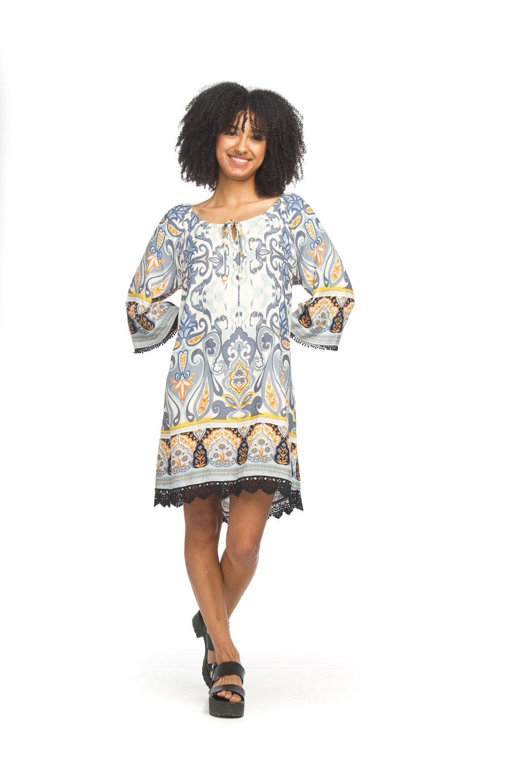 Papillon Global Border Print Off-the-Shoulder Dress