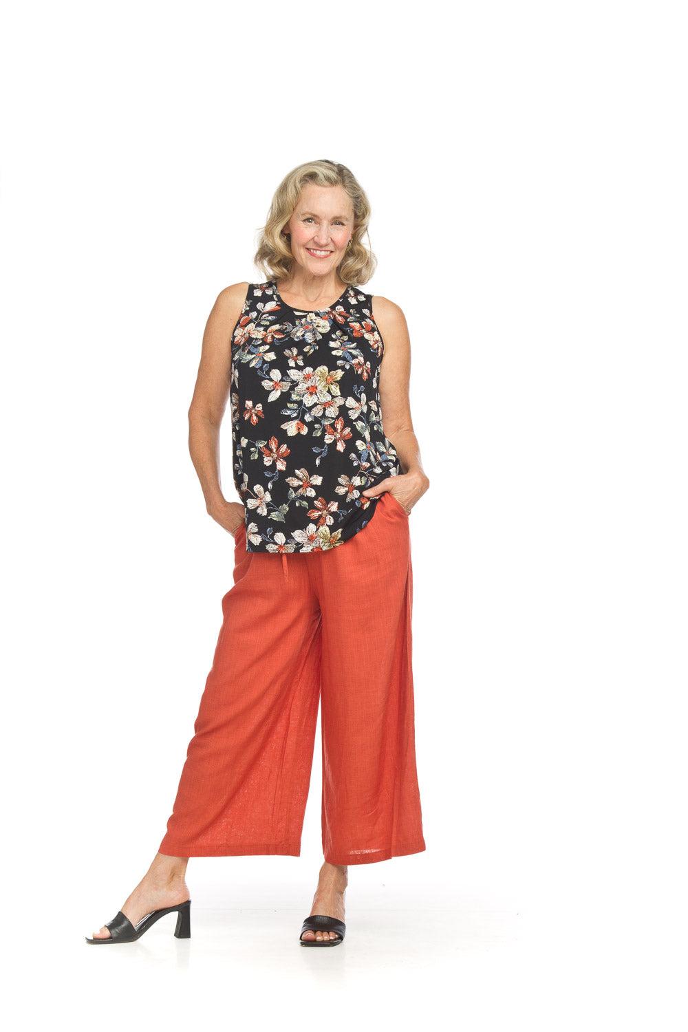 papillon Linen Blend Wide Leg Pants with Elastic Waist
