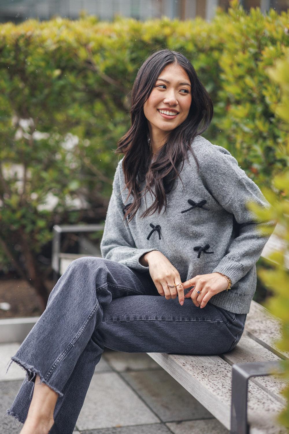 papillon 3D Bow and Rib Detail Sweater