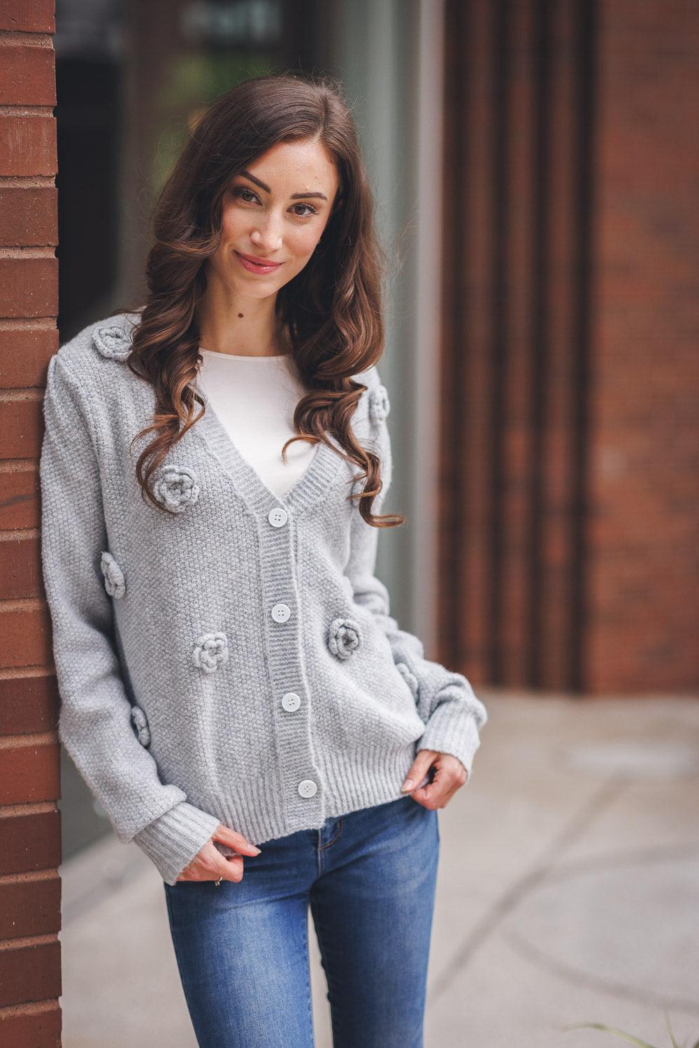 Papillon 3D Rose Applique Cardigan