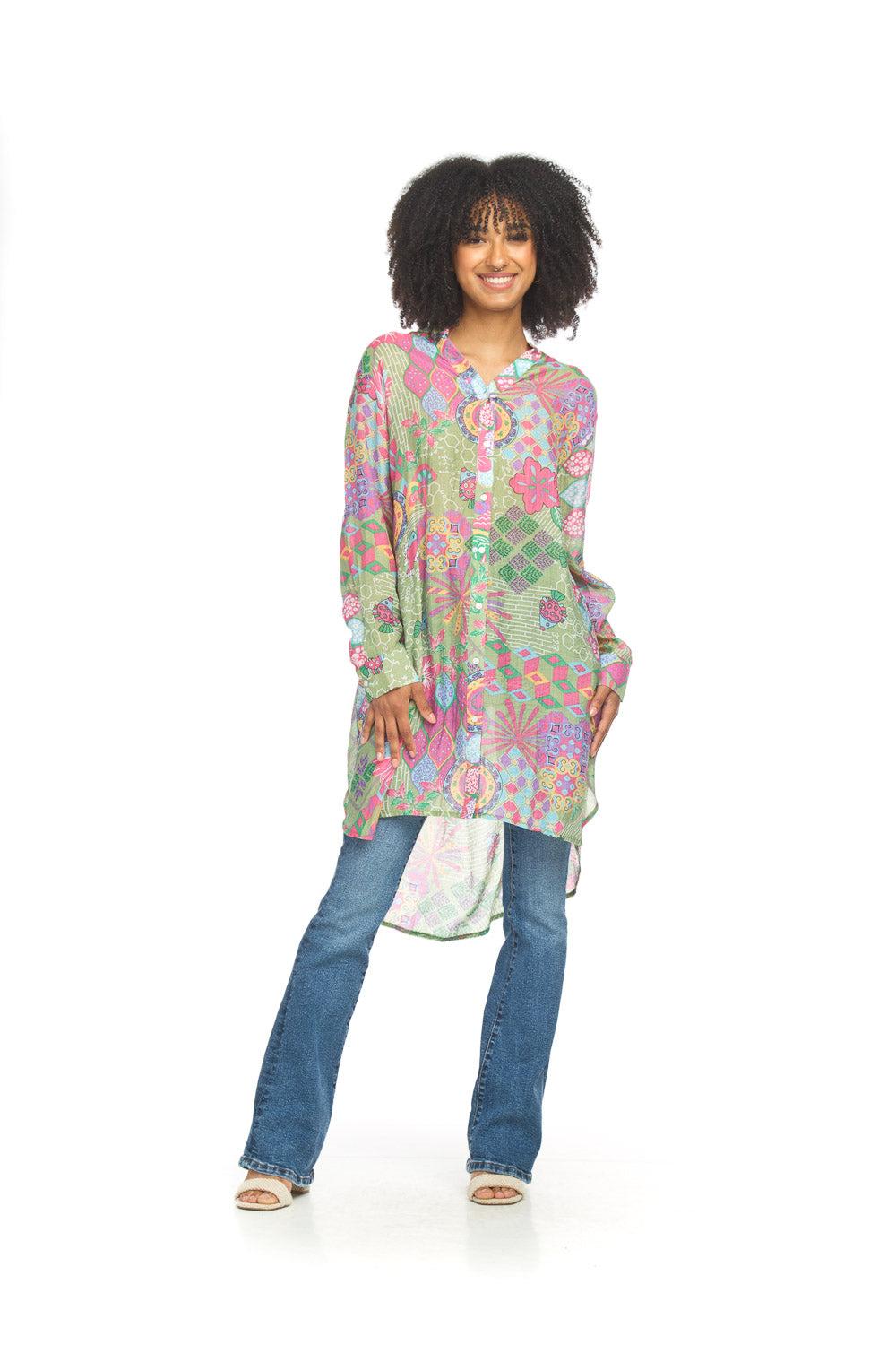 papillon Abstract Button Front Tunic