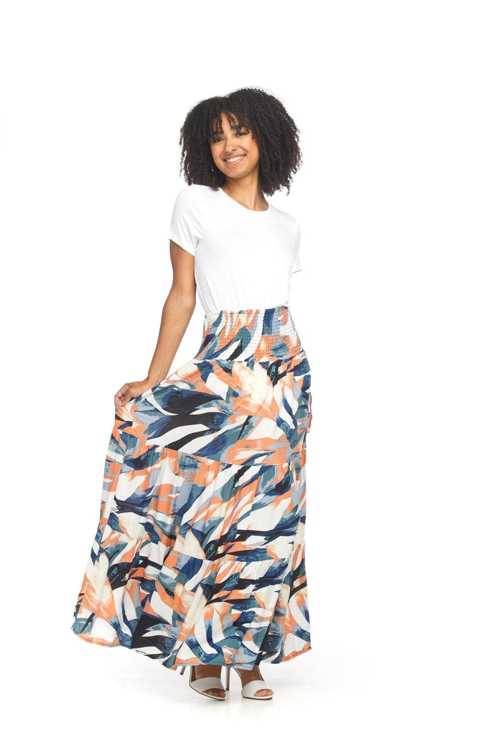 papillon Abstract Convertible Tiered Maxi Skirt
