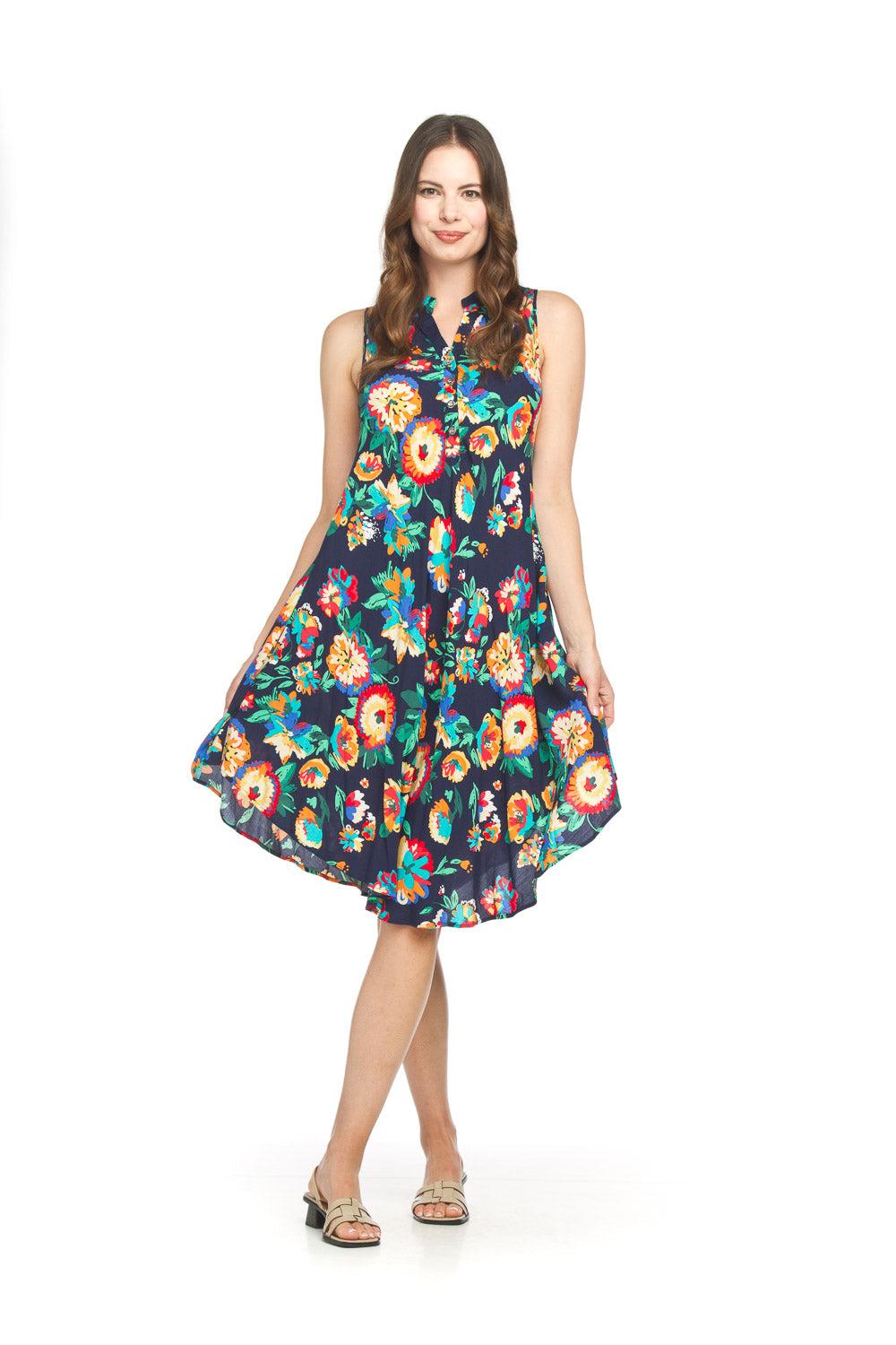 papillon Abstract Floral Henley Swing Dress