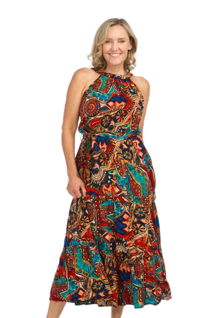 papillon Abstract Halter Neck Dress