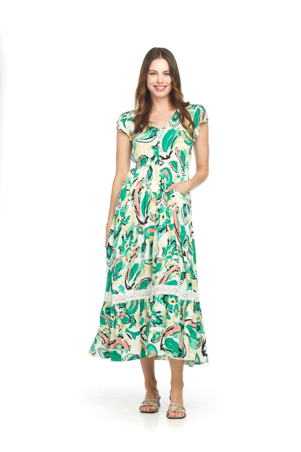 papillon Abstract Maxi Dress Short Sleeve