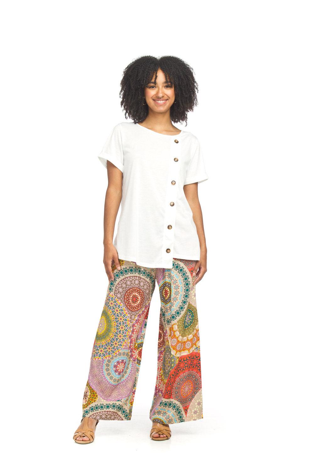 Papillon Button Detail Stretchy Top