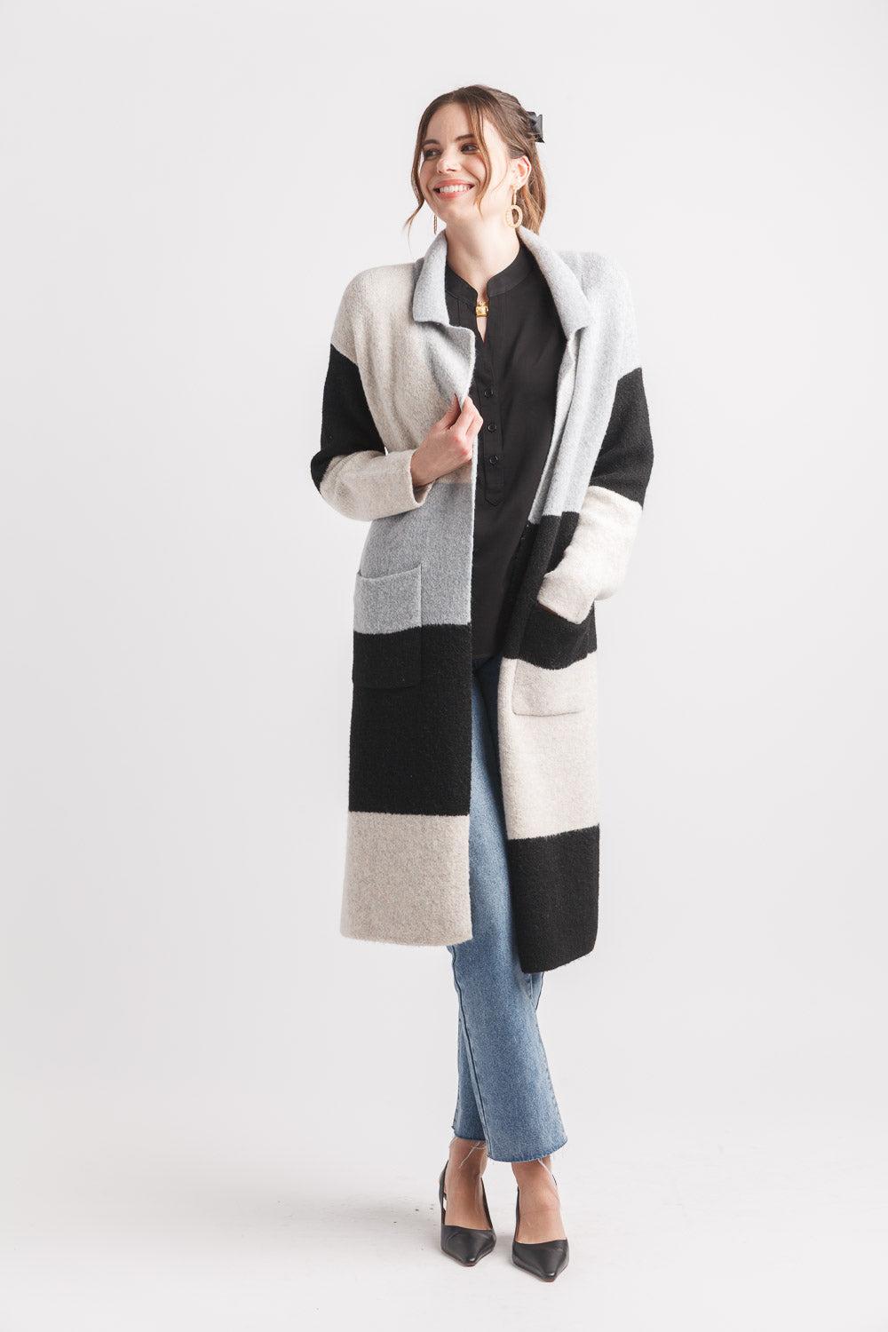 papillon Color Block Coatigan With Pockets