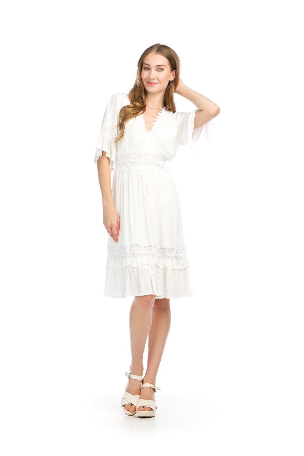 Papillon Cotton Crinkled Lace Detail Dress