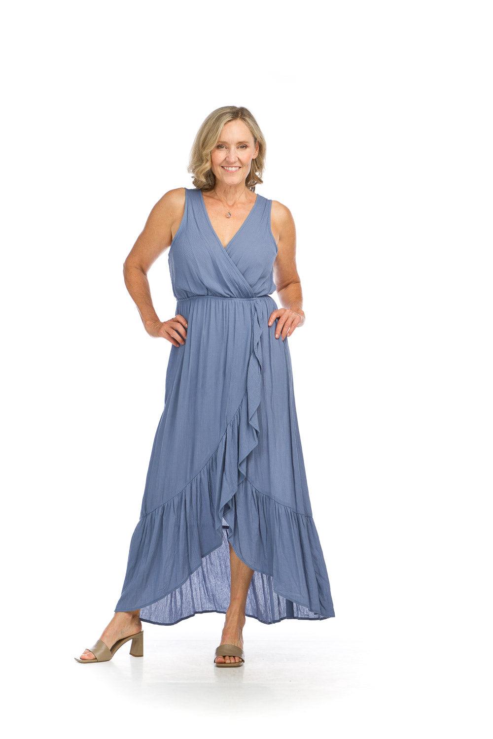 papillon Crinkle Ruffle Trim Maxi Dress