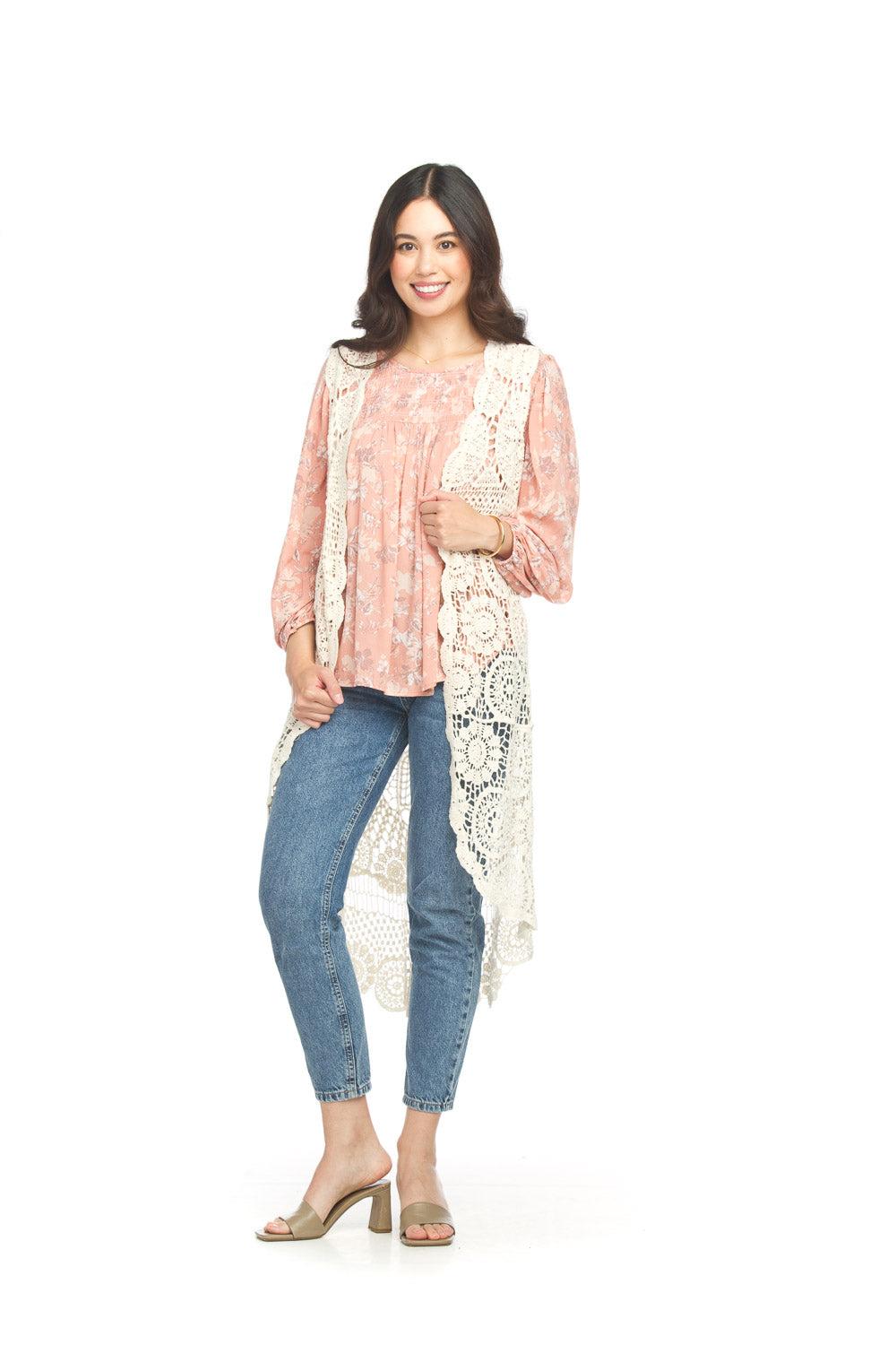 Papillon Crochet High Low Open Vest