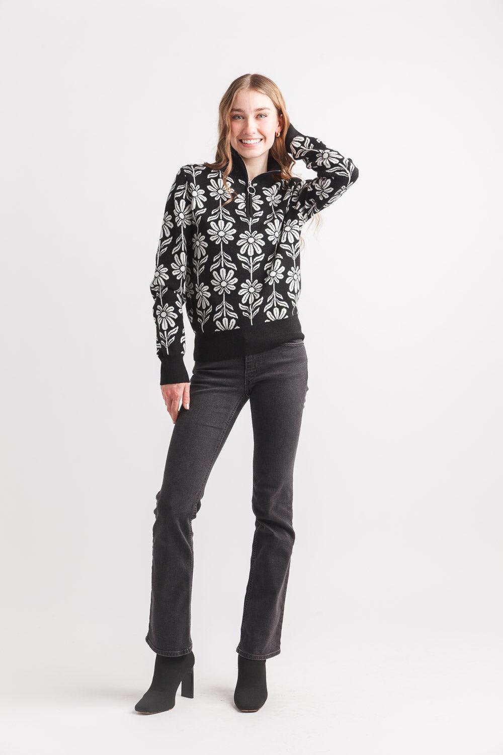 papillon Daisy Intarsia Kit Half Zip Sweater