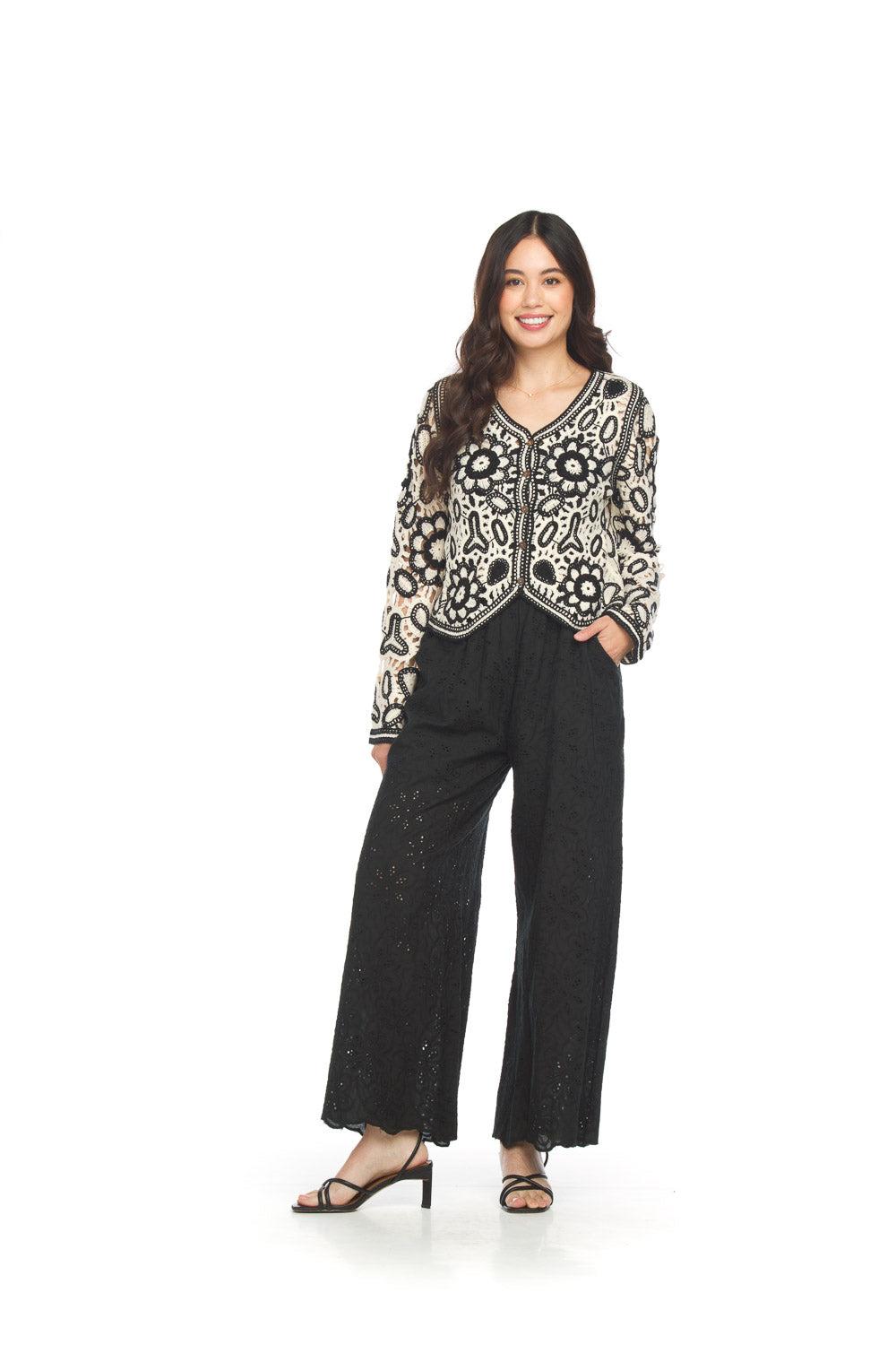 papillon Eyelet Pants With Elastic Waist