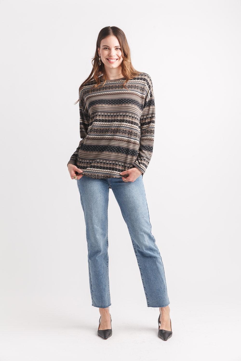papillon Fairisle Striped Lightweight Sweater