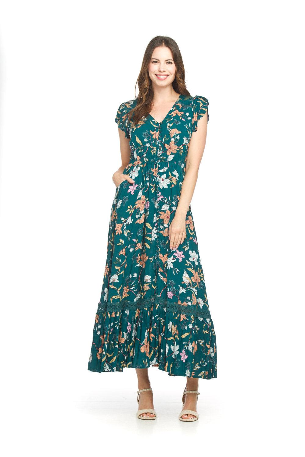 papillon Floral Button Front Maxi Dress