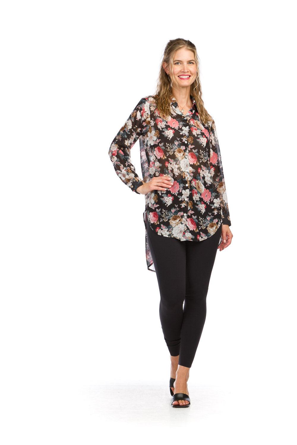 papillon Floral Georgette Collared Tunic