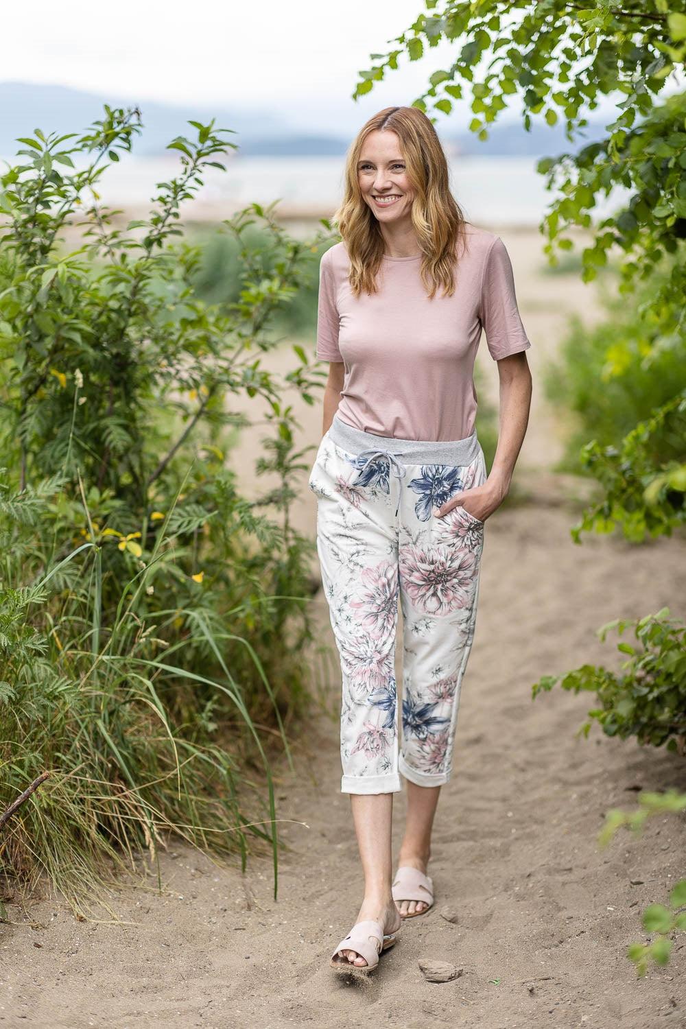 papillon Floral Stretch Cotton Blend Pants