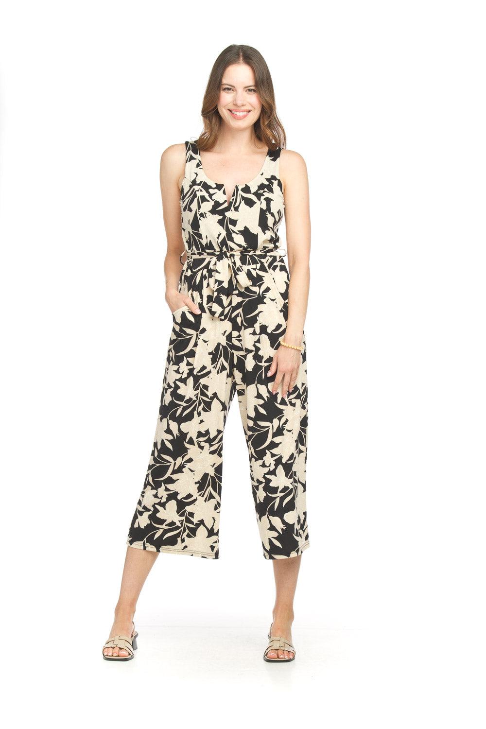 Papillon Floral Stretch Jumpsuit With V-Boning