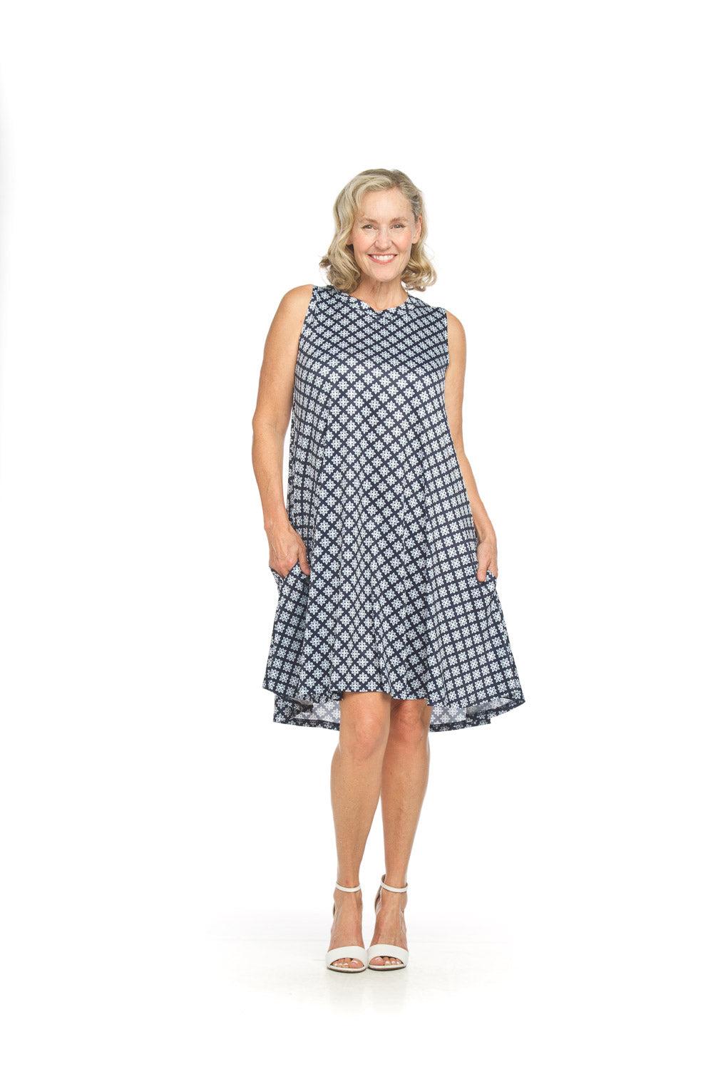 papillon Geo Stretch Aline Dress with pockets