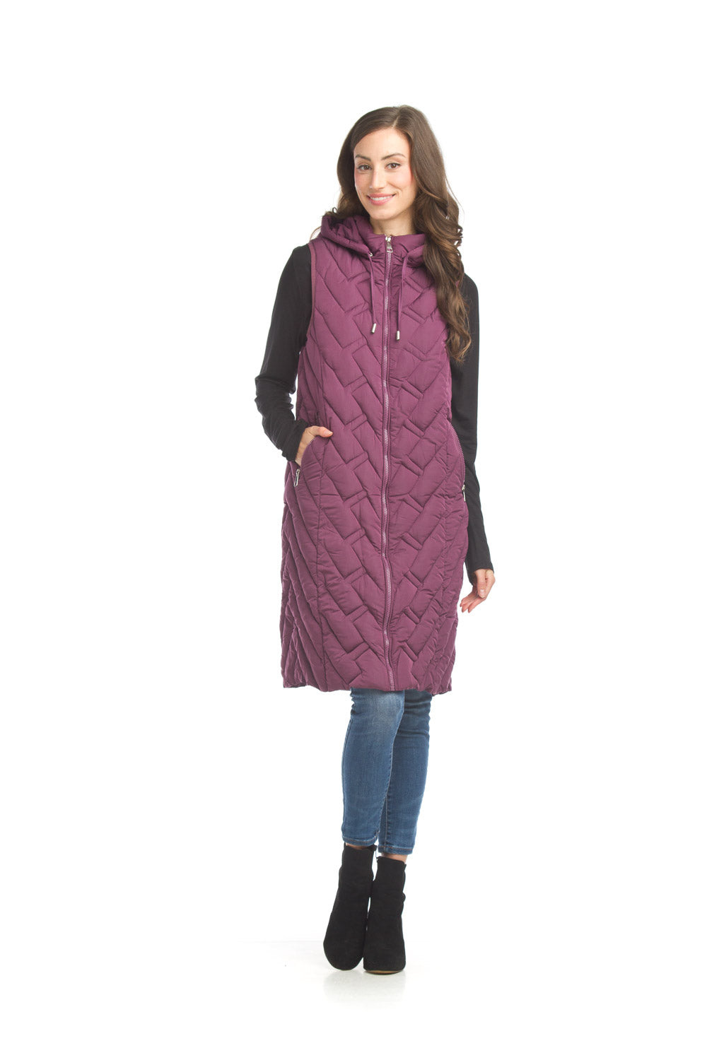 Papillon Knit Plaid Hooded Jacket With Pockets