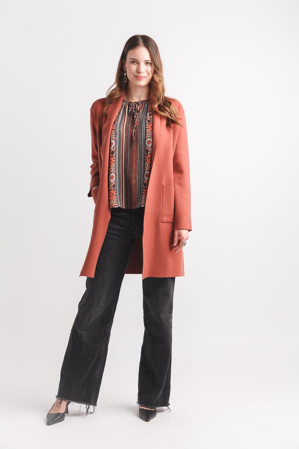 Papillon Lapel Coatigan Wit Pockets