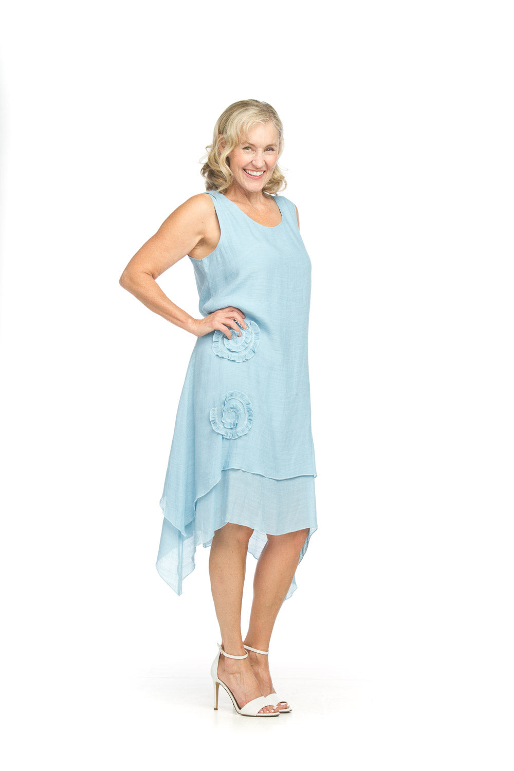 Papillon Layered Crinkle Dress With 3D Rose