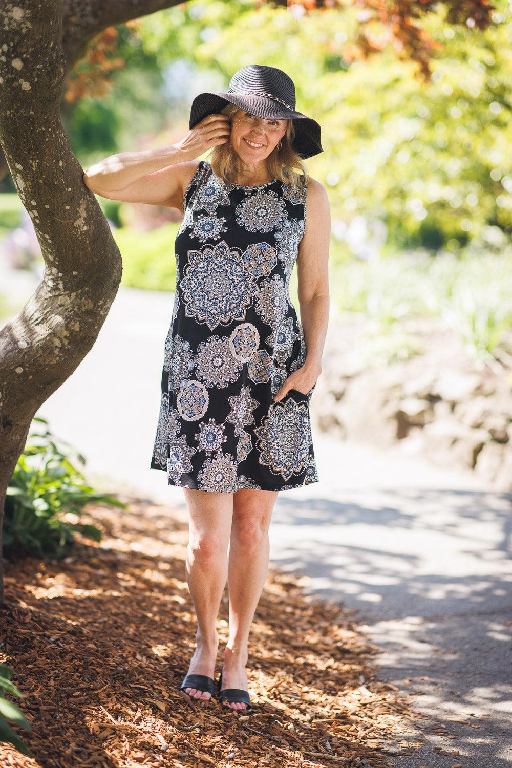 Papillon Mandala Rubber Print Stretch Aline