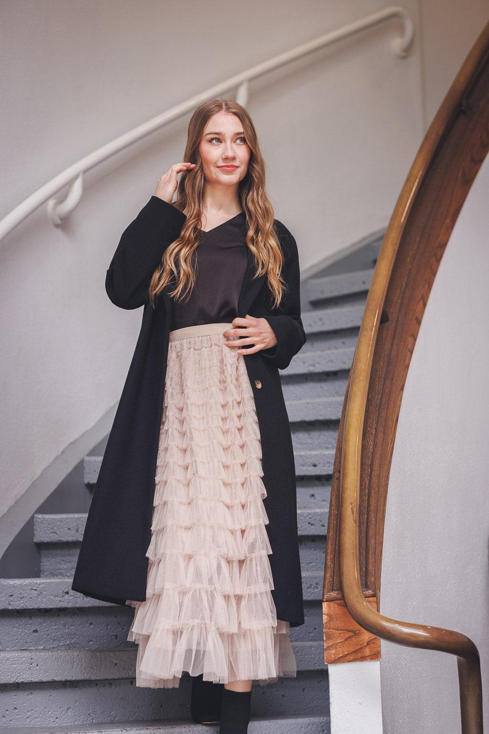 Papillon Mesh Tiered Ruffle Skirt