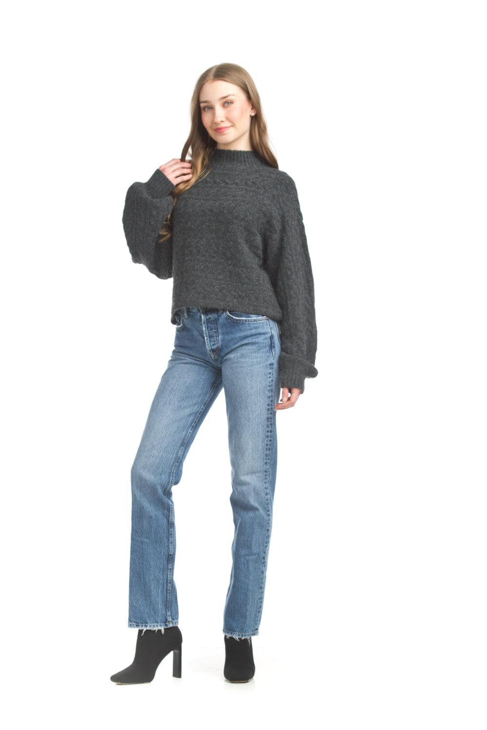 Papillon Mock Sleeve Cable Knit Sweater