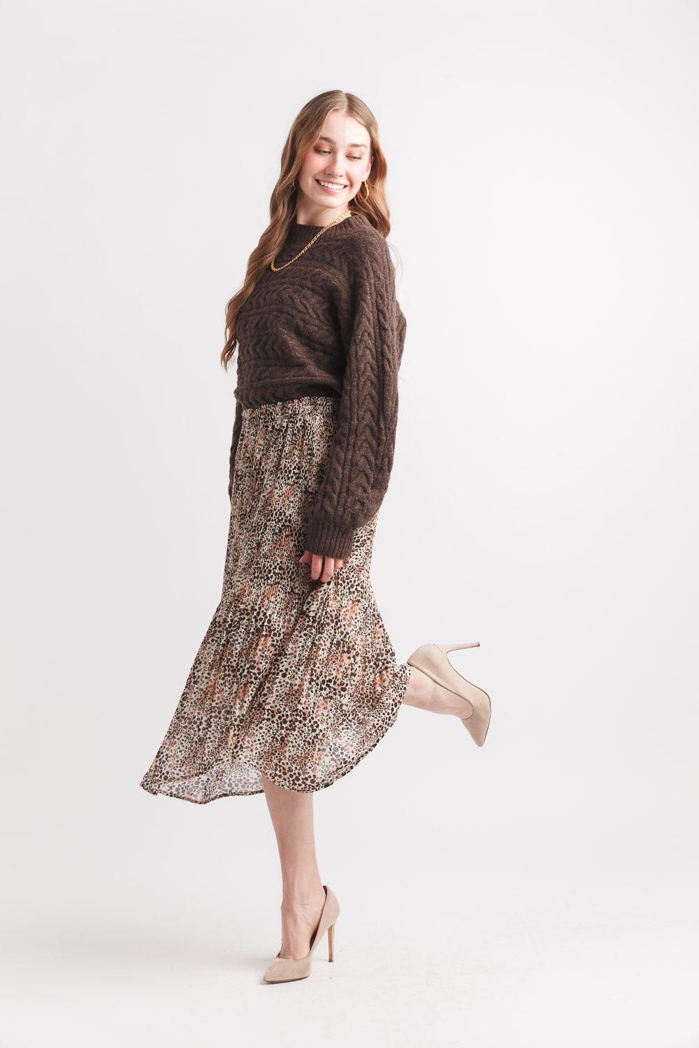 Papillon Mock Sleeve Cable Knit Sweater