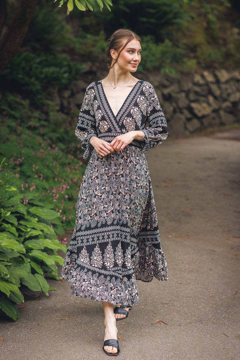 papillon Paisley Print Empire Maxi Dress