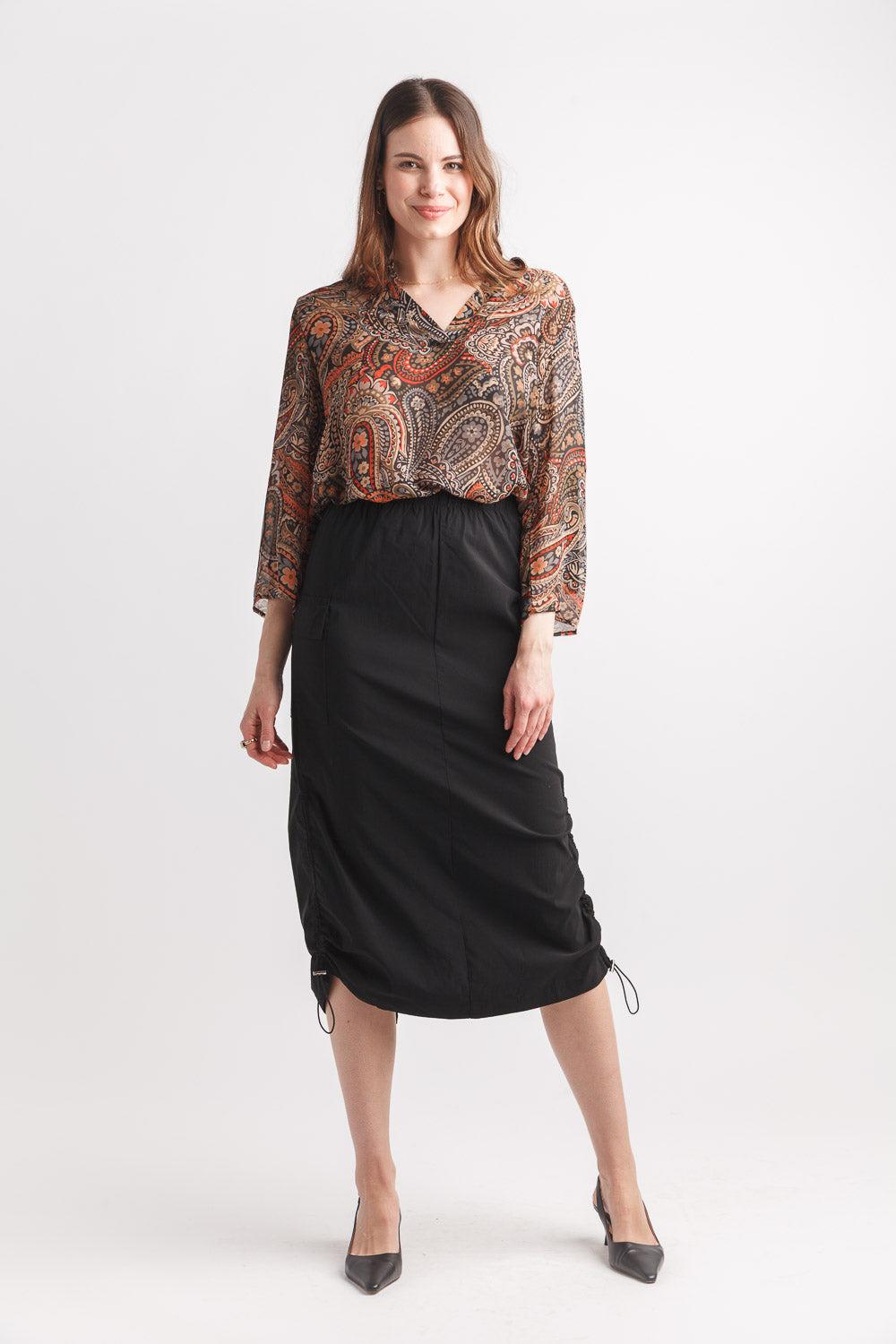 papillon Paisley Print Tab Sleeve Blouse