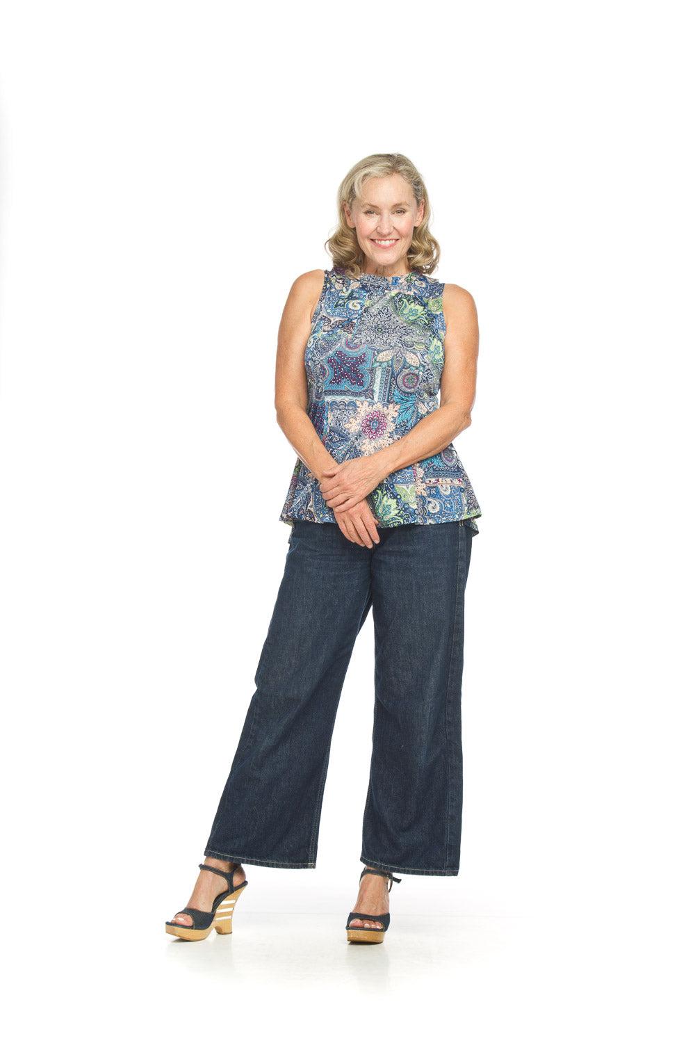 papillon Patchwork Stretch Peplum Style Top