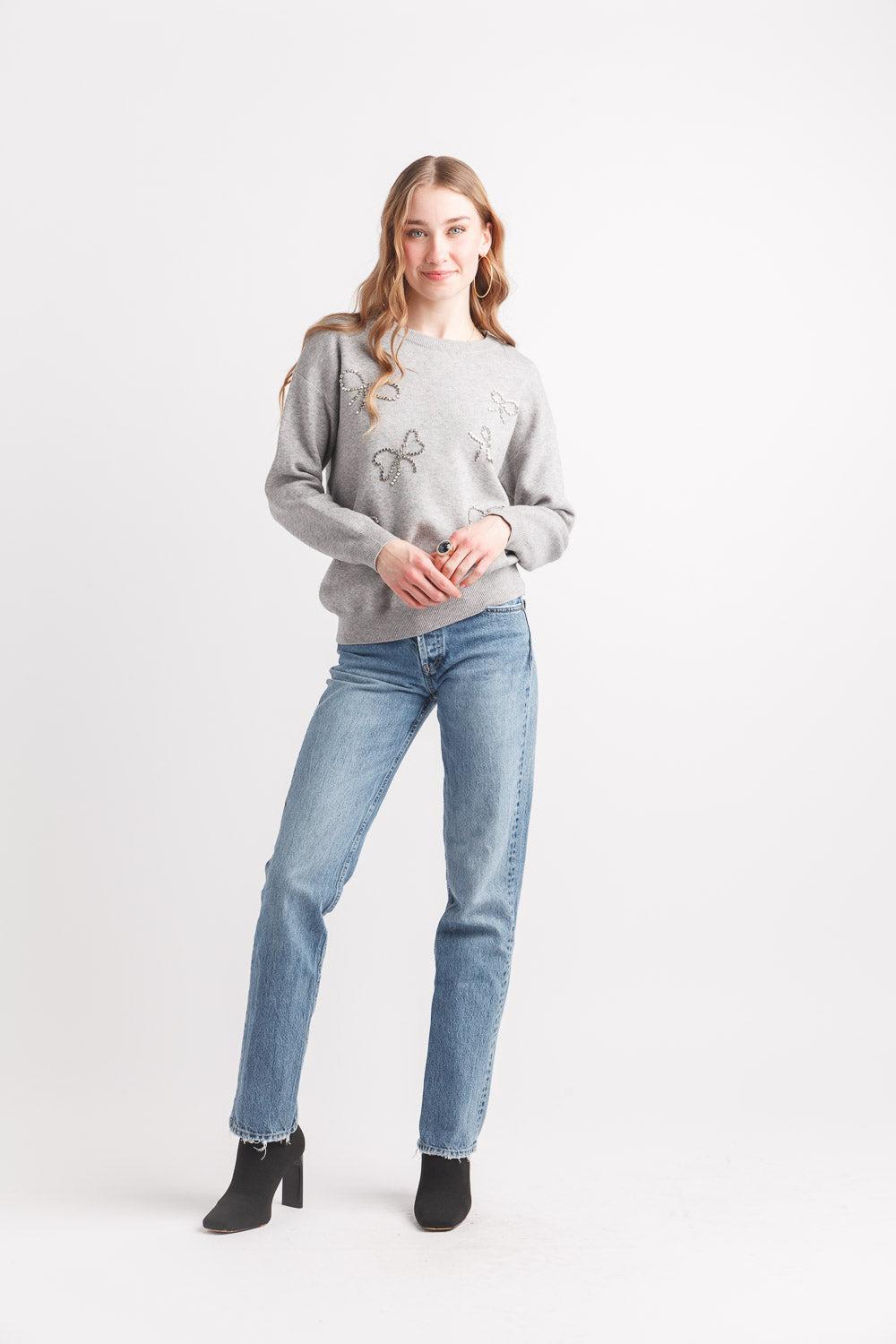 papillon Rhinestone Bow Detail Sweater