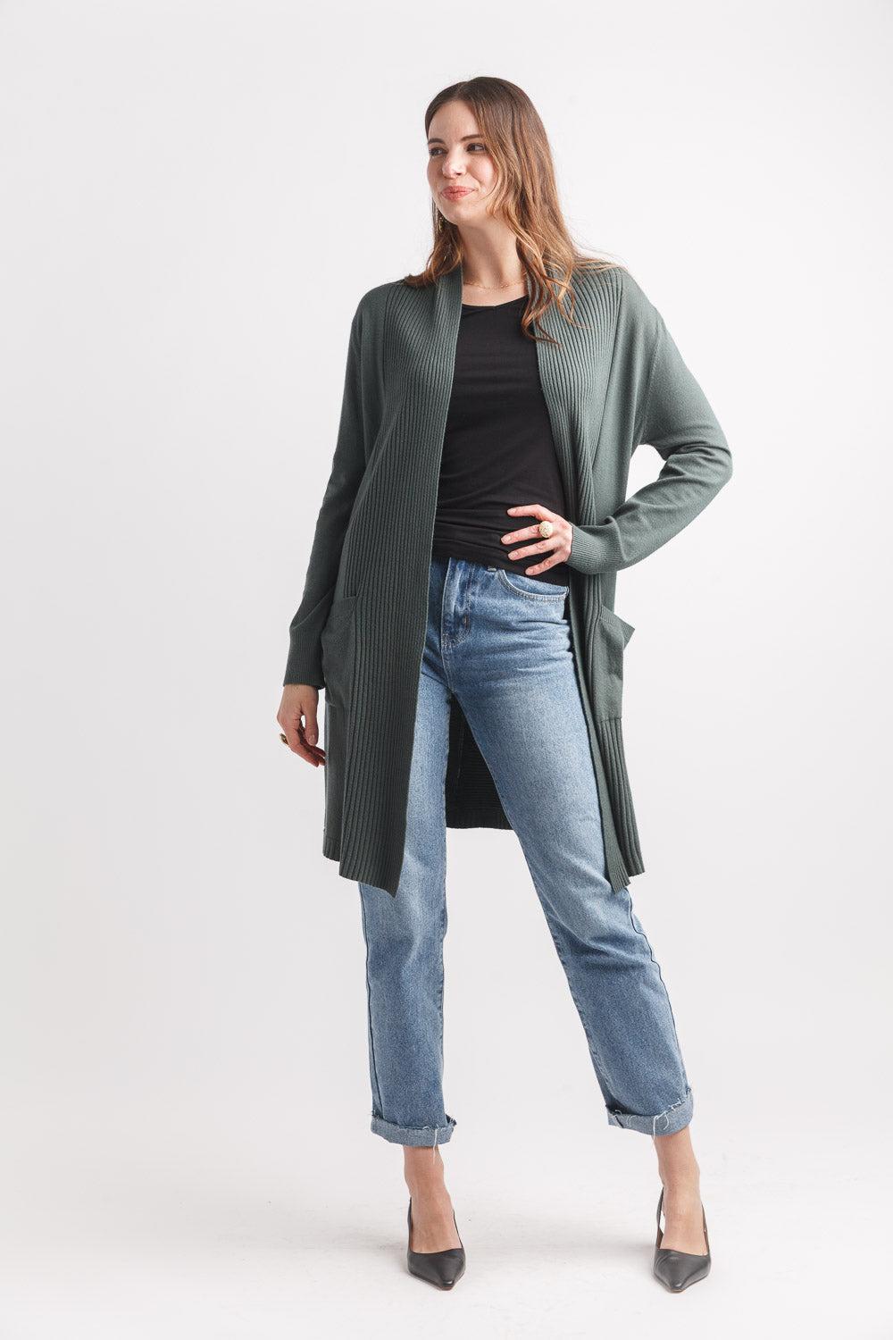 Papillon Ribbed Pointelle Cardigan With Pockets