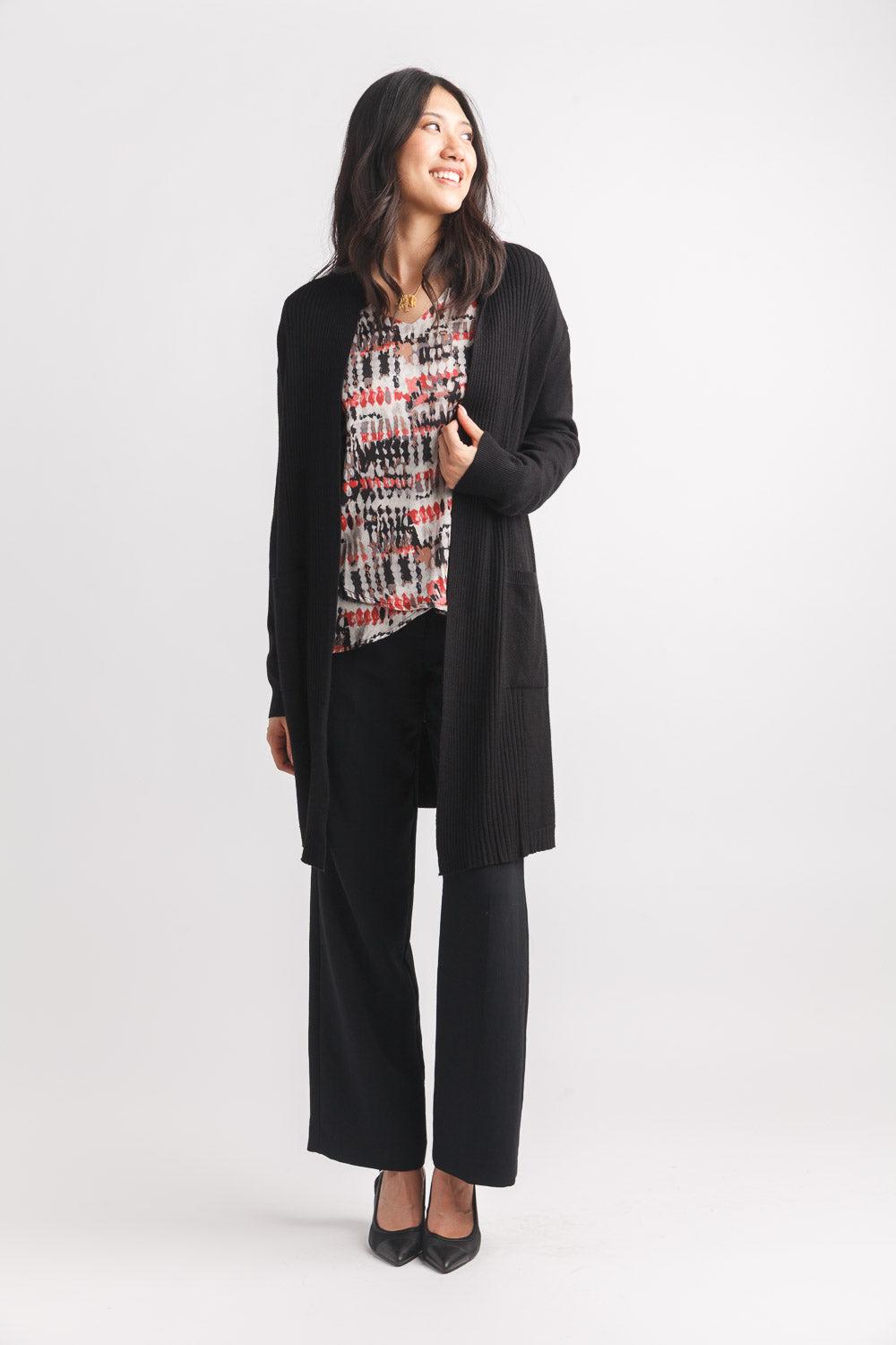 papillon Ribbed Pointelle Cardigan with Pockets