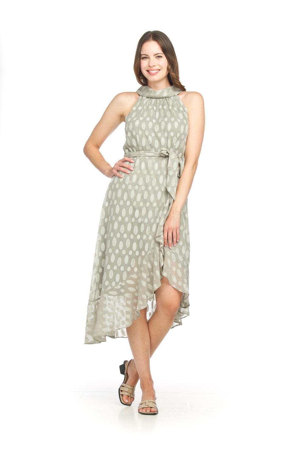 papillon Satin Burnout Halter Neck Dress