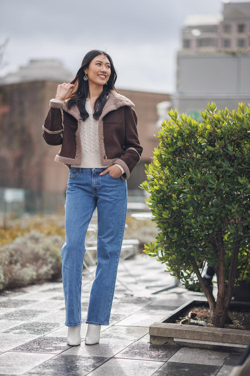 papillon Sherpa Trim Aviator Jacket