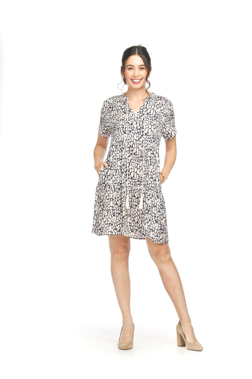 papillon Short Sleeve Tiered Spotted Dress