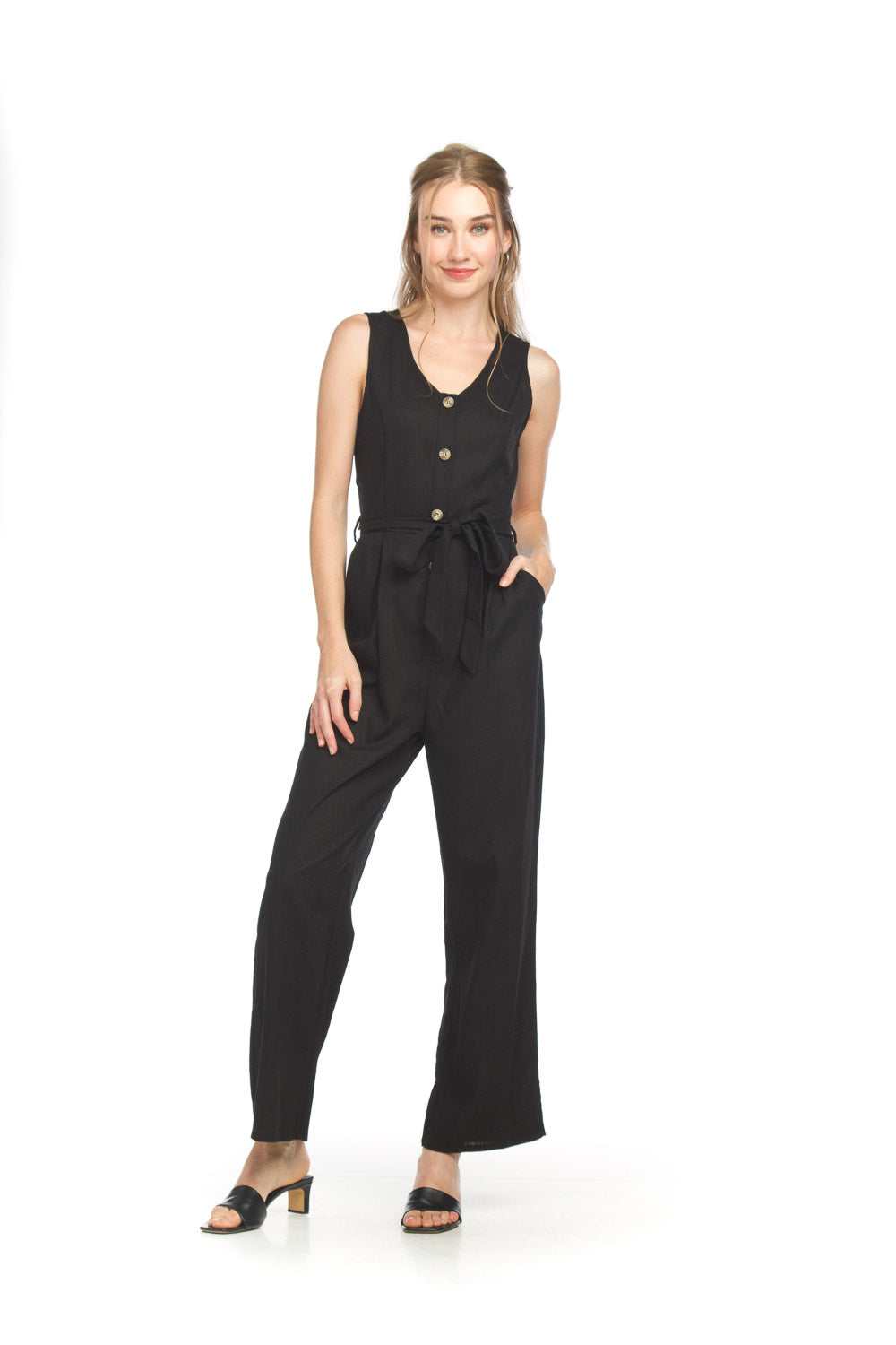 papillon Sleeveless Button Front Jumpsuit