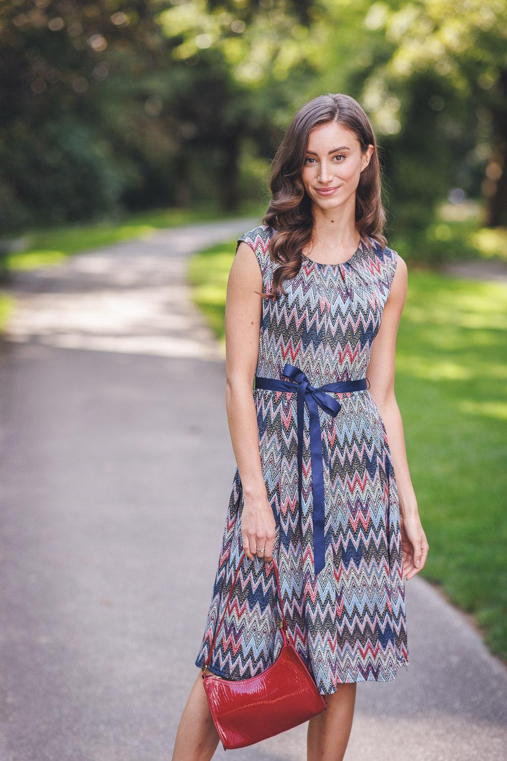 papillon Stretch Chevron Print Dress