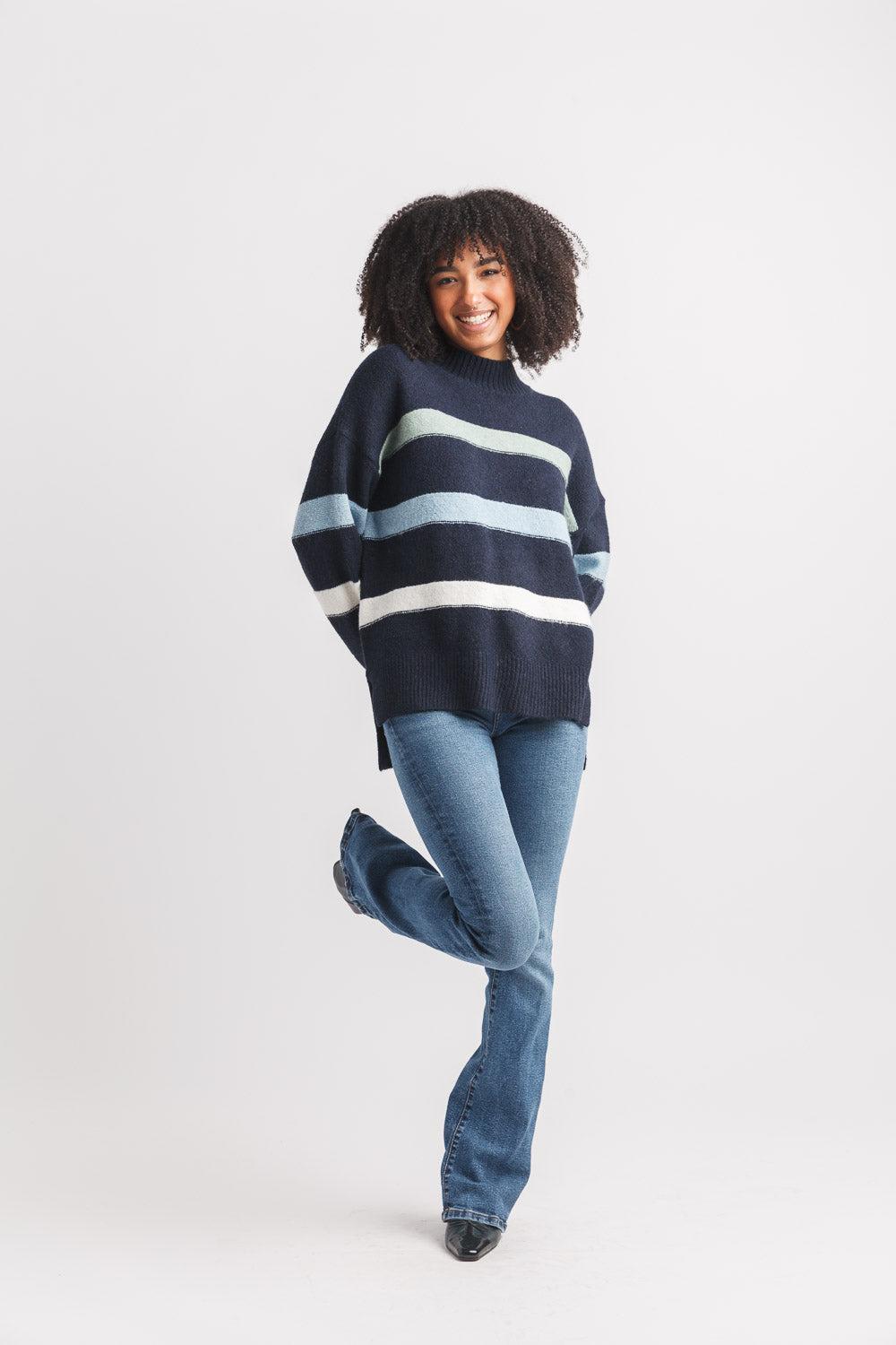 Papillon Striped Knit Mock Neck Sweater
