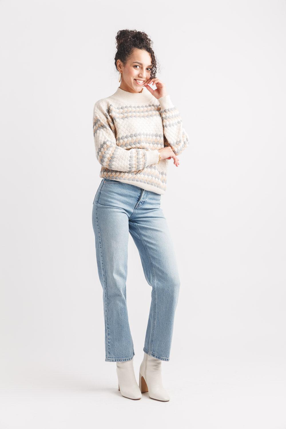 papillon Textured Knit Mock Neck Sweater