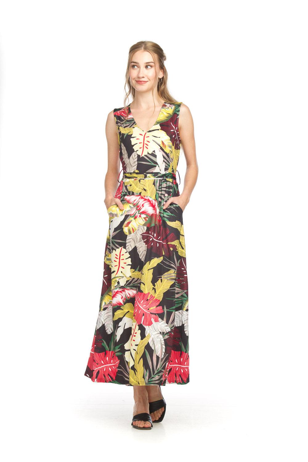 papillon Tropical Print Stretch Maxi Dress