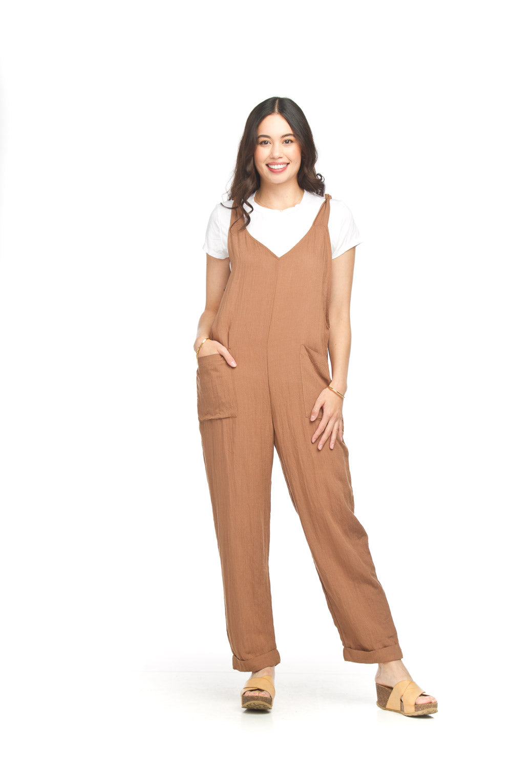 papillon V Neck Smock Jumpsuit With Patch Pockets