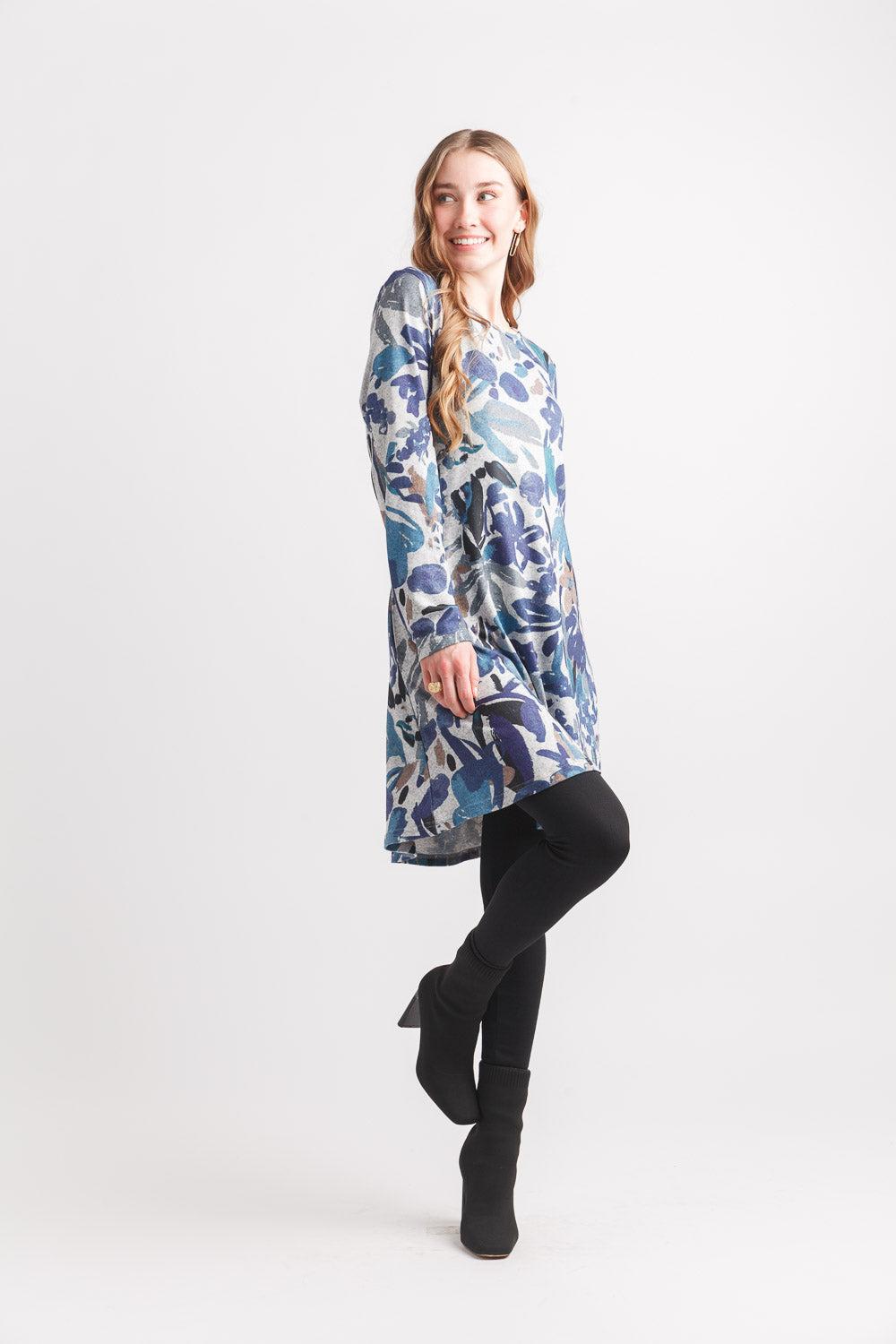 papillon Watercolor Floral A Line Sweater Dress