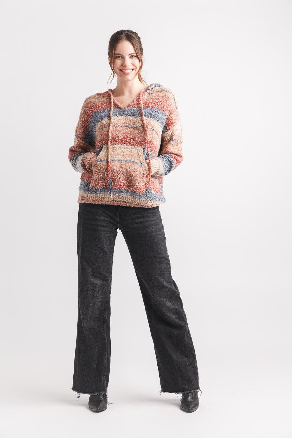 papillon Space Dye Hooded Sweater With Kangaroo Pocket
